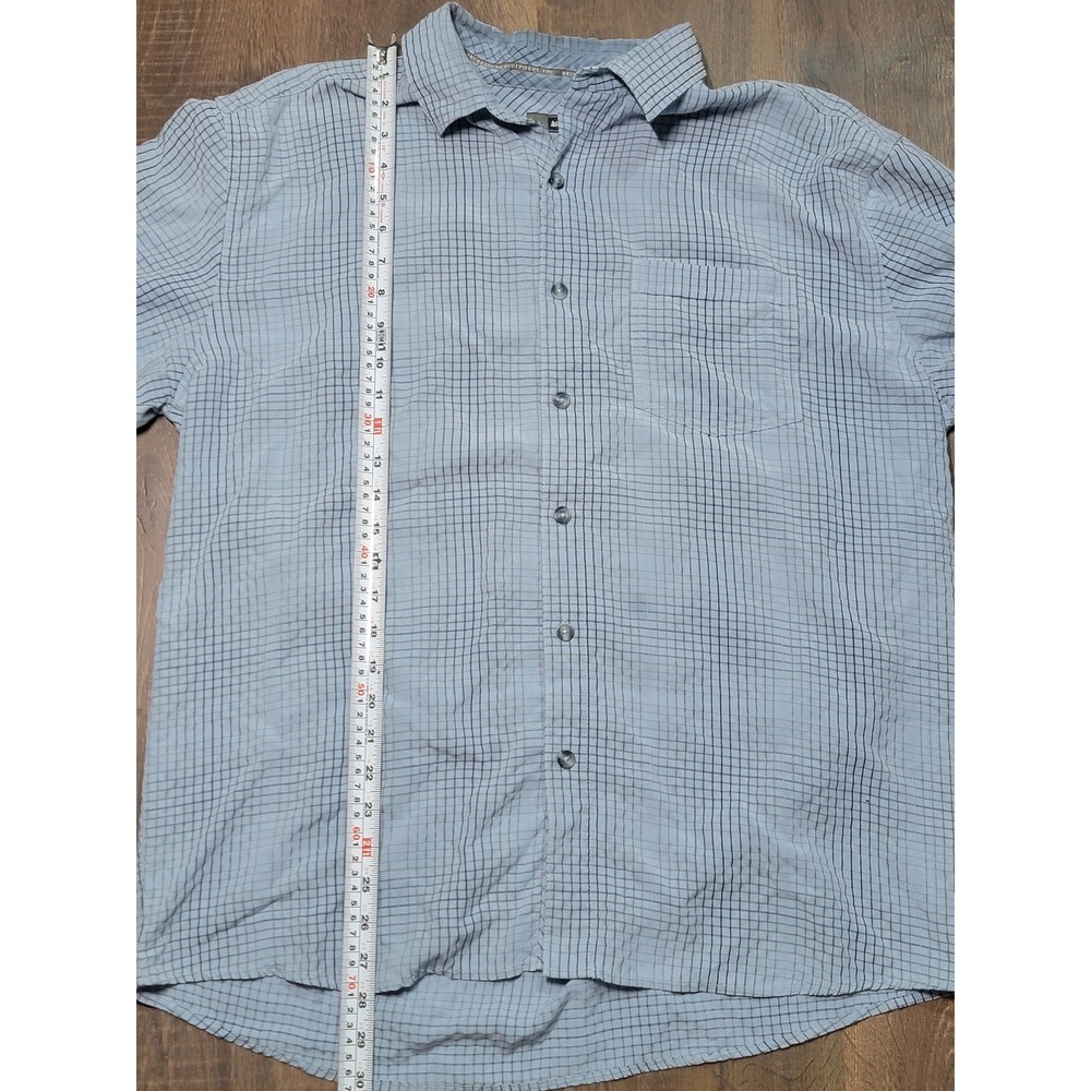 REI Co-op Mens‎ Button Up Shirt Blue Plaid Short Sleeve Size L Lightweight